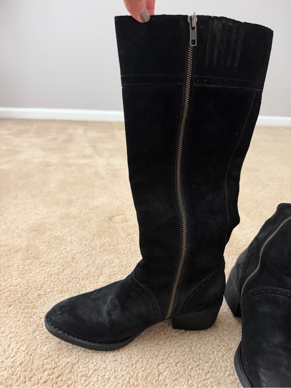 Born Black Suede Over-the-Knee Zip Boots